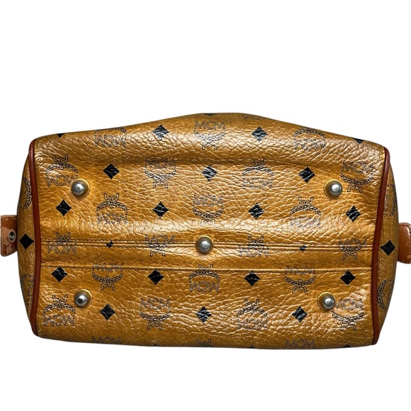 MCM Vintage Cognac Monogram Visetos Boston Bag Coated Canvas, Medium Great Shape - Picture 9 of 9
